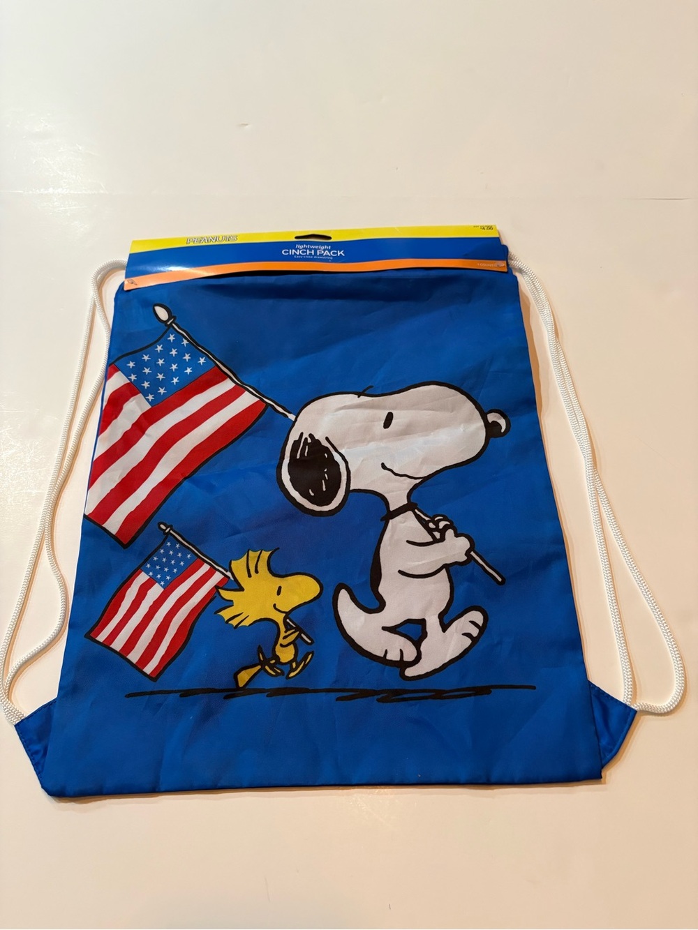 Snoopy & Woodstock Blue Patriotic Drawstring Cinch Pack